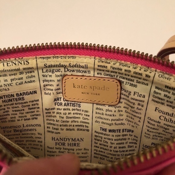 Kate spade pink patent leather wristlet clutch bag